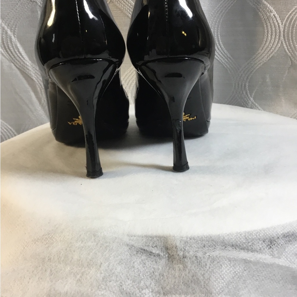 Prada Black Patent Peep-Toe Heels - Picture 6 of 7